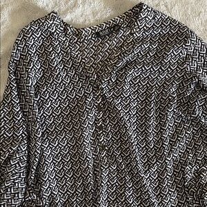 a.n.a Black and White Long Sleeve Wrap Blouse
